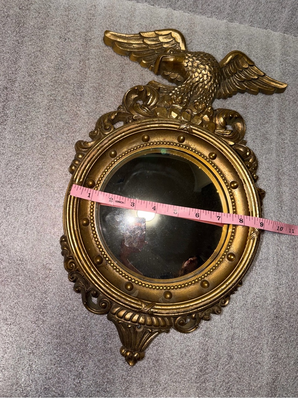 Vintage Syroco Gold American Eagle Convex Mirror - Picture 10 of 12